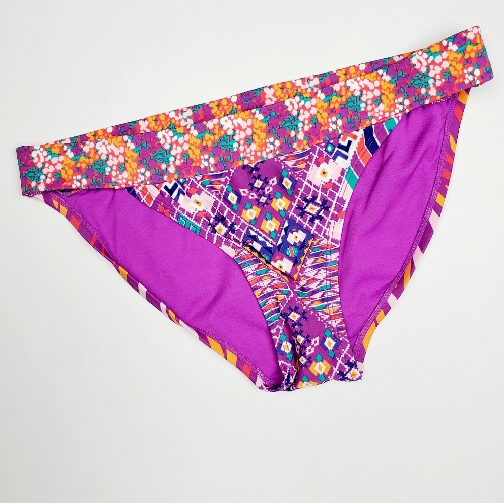 XHILARATION Boho Floral Multicolor Mixed Print Bikini Bottom Large